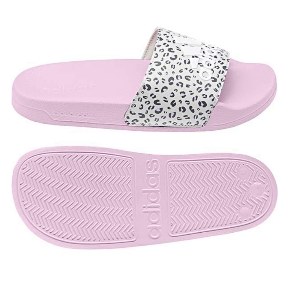 Adidas Adilette Shower Slide Sandal Girls size 3 pink/gray/white